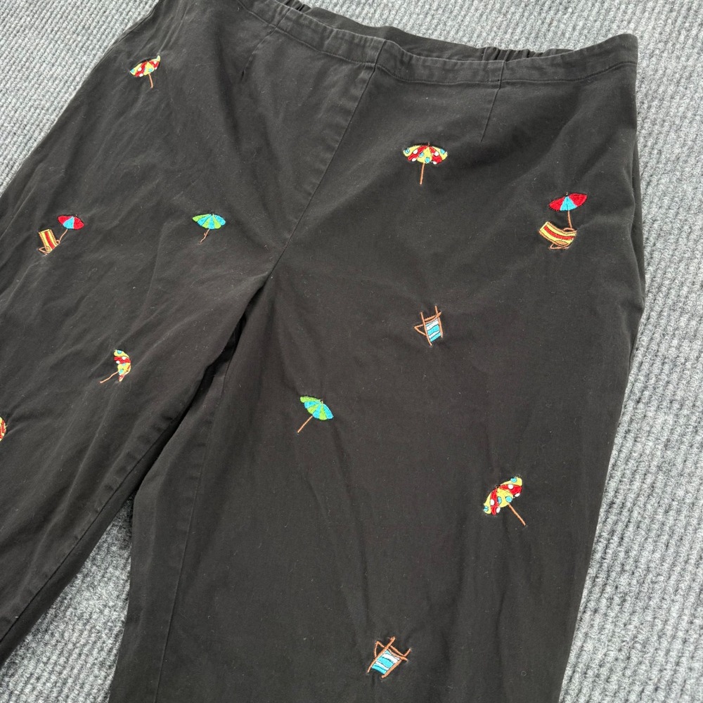 Edward Womens 18 Black Embroidered Beach Umbrella Chair Crop Pants